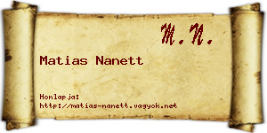 Matias Nanett névjegykártya